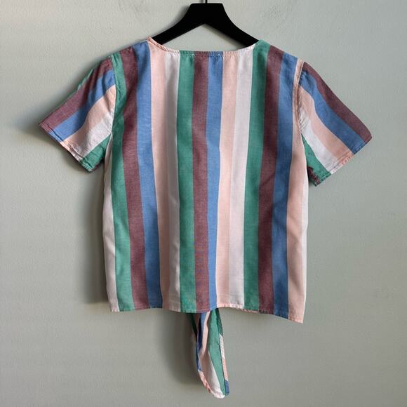 Madewell Novel Tie-Front Button Top in Flagstaff Stripe - Picture 7 of 9